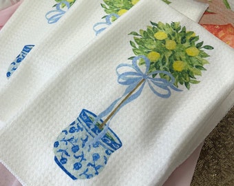Blue Chinoiserie Lemon Tree Kitchen Towel