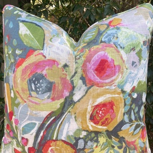 Bright Cheerful Linen Floral Pillow Covers //  Baroness Rose // Made to order