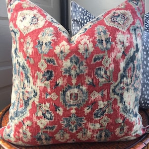 Red and Blue Medallion // 100% linen // Made to order // Cover Only