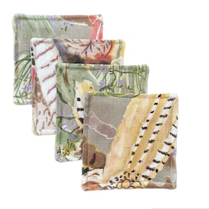Designer Drink Coasters Game Birds Fabric   //  Set of 4 // Table Decor
