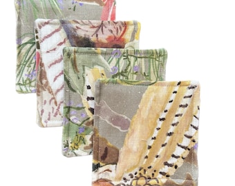 Designer Drink Coasters Game Birds Fabric   //  Set of 4 // Table Decor