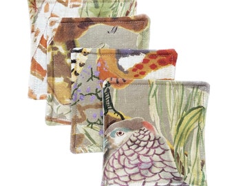Designer Cocktail Napkins Game Birds Fabric  //  Set of 4 // Table Decor
