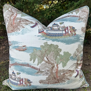 Dragon Boat Pillow Cover  // Oriental Pillow // Made to Order // Cover Only