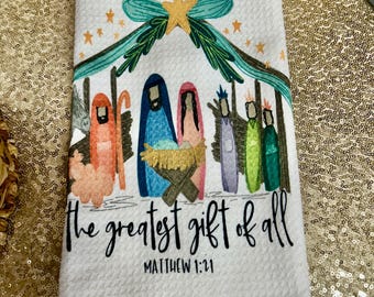 Colorful Nativity Kitchen Towel