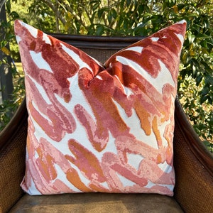 Orangey Coral Abstract Velvet Pillow Covers // Made to Order