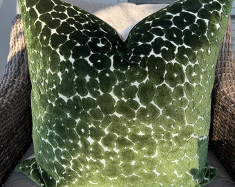 Emerald Green Cheetah Cut Velvet Pillow Cover // Made to Order