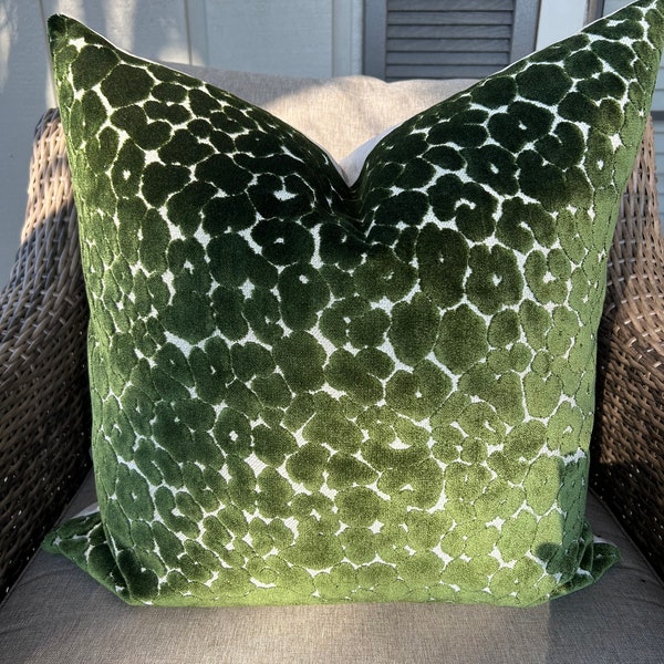 Emerald Green Cheetah Cut Velvet Pillow Cover // Made to Order