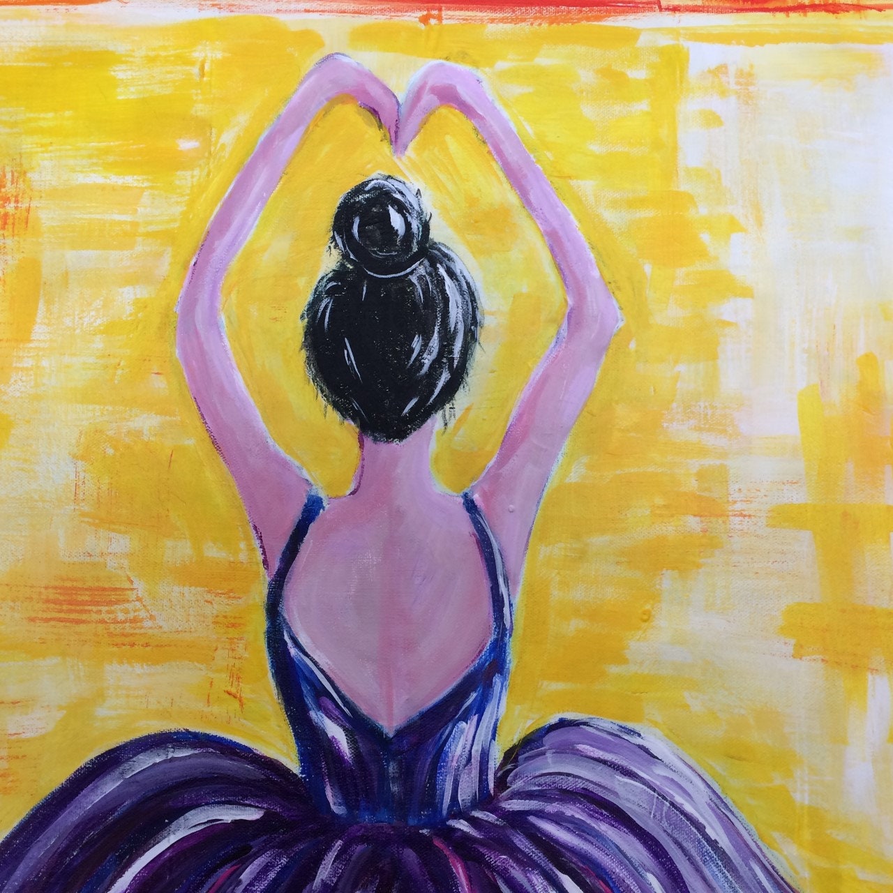 Ballerina and the cat, (36X36 INCHES)Original painting, Ballet dancer ...