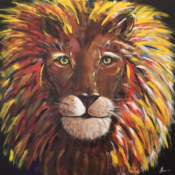 Awakening (36x36 inches)  beautifull LION!!!  Patriot