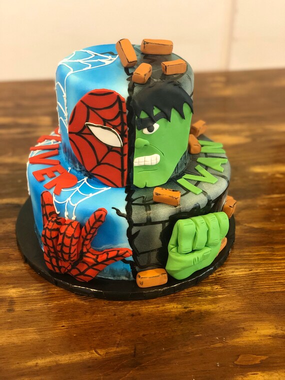 Spider-Man and Hulk cake topper set | Etsy