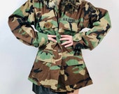 VTG 80s customized cheetah fur army jacket