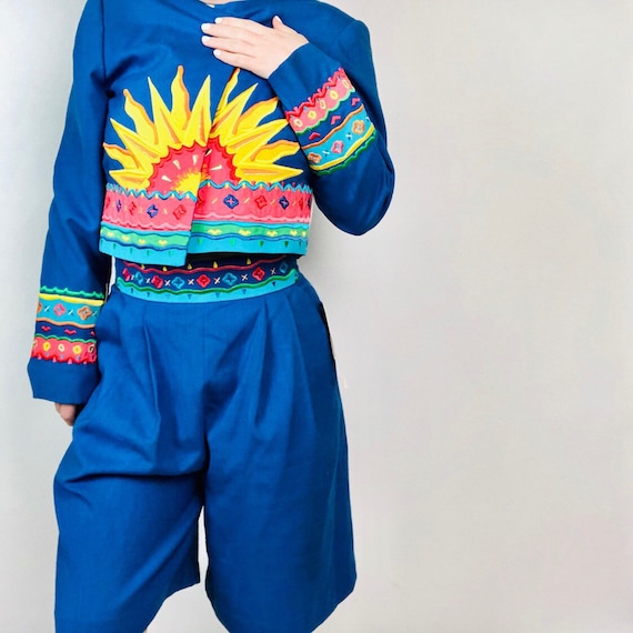 VTG 70s Sunset Shorts Suit