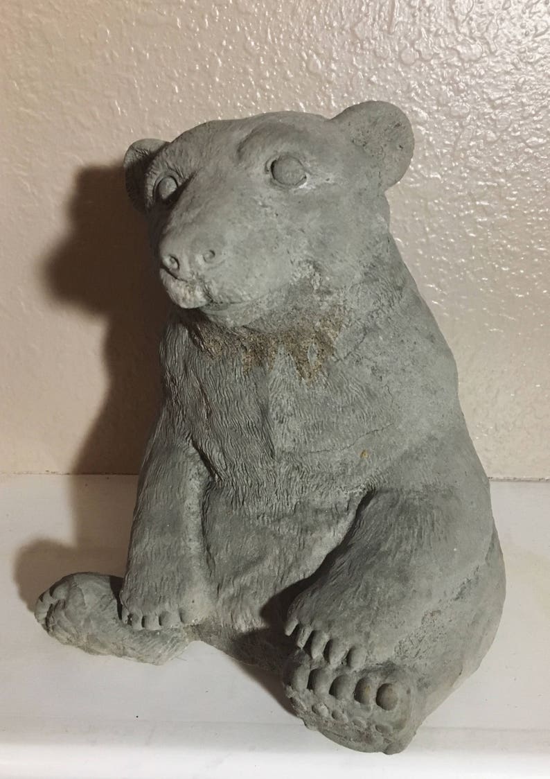 Concrete Bear cub garden statue Etsy