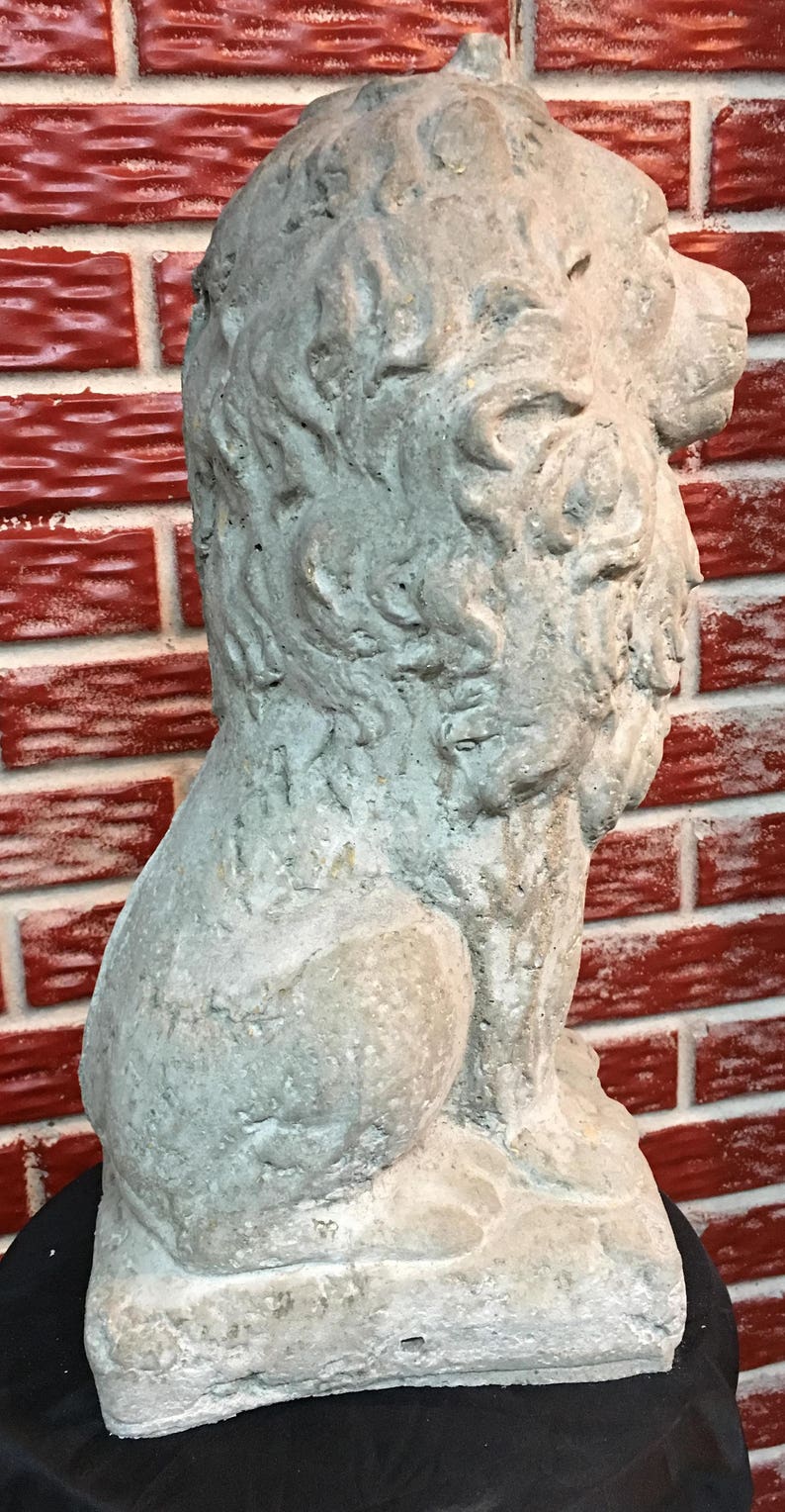 Lion Statue Concrete Lion Old World Lion Concrete Statue Etsy