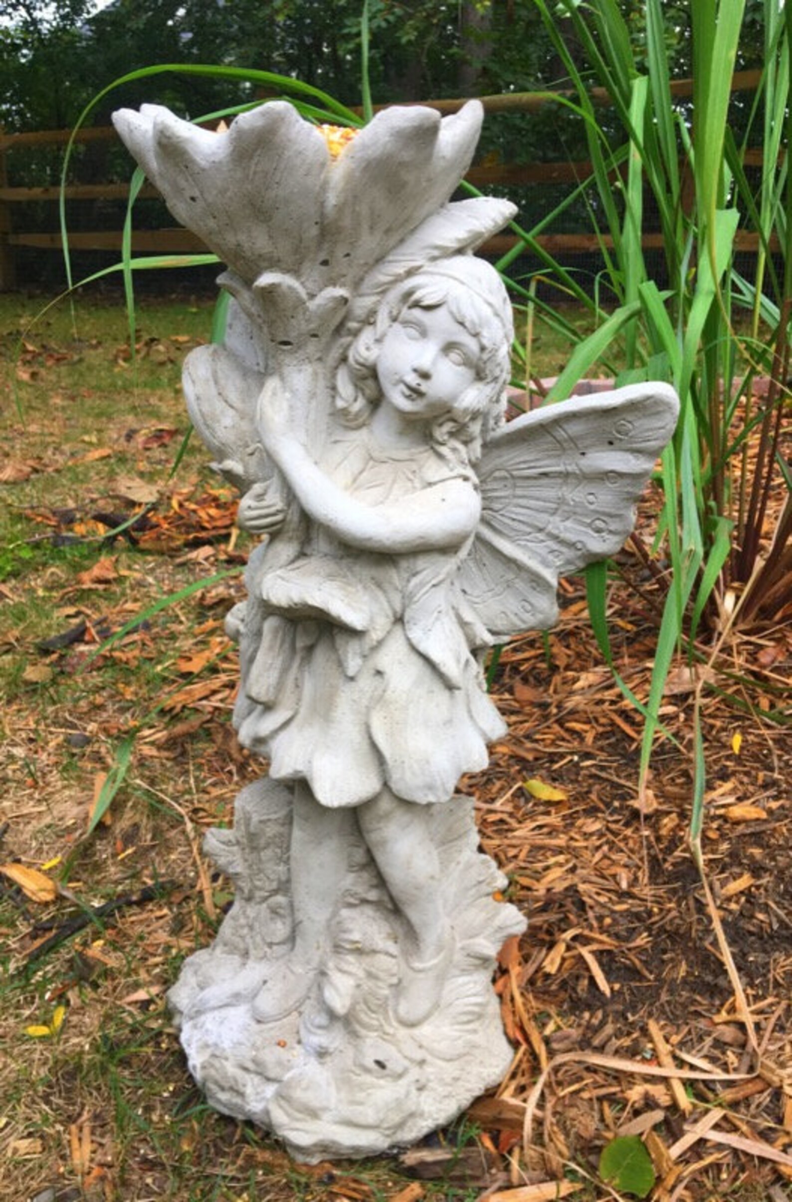 Fairy Concrete Statue Pixie Concrete Statue Garden Decor Etsy