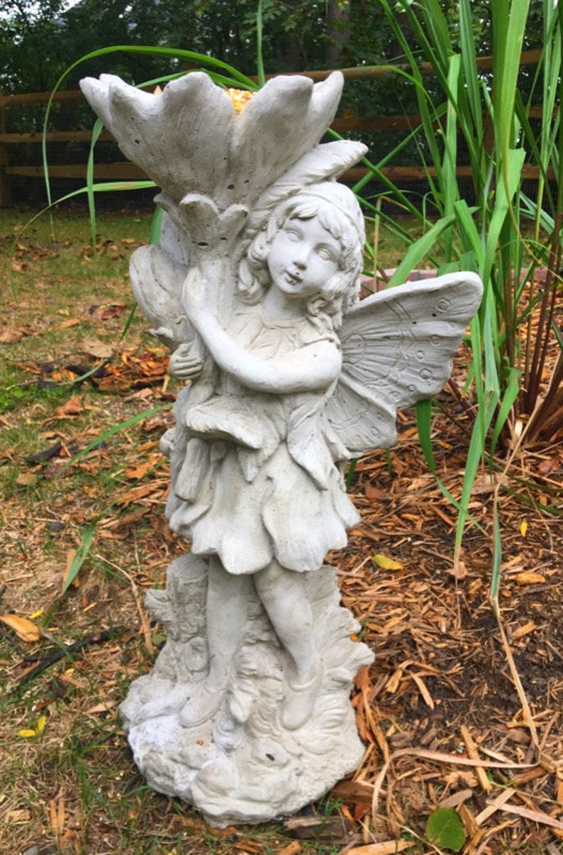Fairy Concrete Statue Pixie Concrete Statue Garden Decor | Etsy