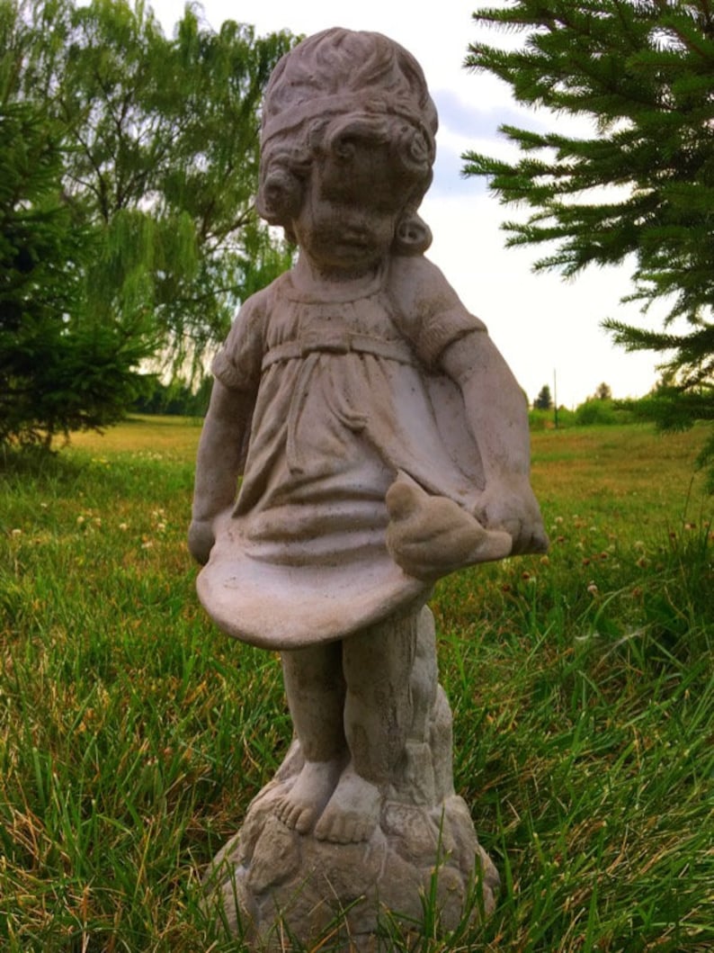 Girl Concrete Statue Flower Girl Concrete Statue Garden Etsy