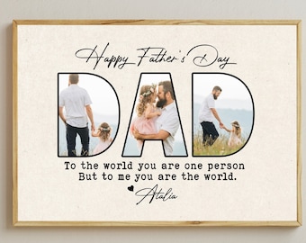 Personalized Dad Photo Collage Print, Custom Dad and Children Photo Father's Day Gift for Papa, Custom Photo Birthday Gift for Daddy Grandpa