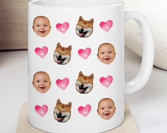 Gezichtsmok baby gepersonaliseerd, aangepaste foto koffiekopje, grappig gezicht mok cadeau, unieke babyfoto mok, cadeau nieuwe ouder, leuke aangepaste babymok