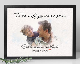 Poster con ritratto ad acquerello personalizzato, ritratto personalizzato disegnato da foto, primo regalo per la Festa del papà di moglie e figlia, Festa del papà 2024