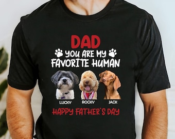 Gepersonaliseerd You Are My Favorite Human-shirt, aangepast fotoshirt voor dierenliefhebbers, herinnering aandenken cadeau voor kattenvader, Vaderdagcadeau voor hem