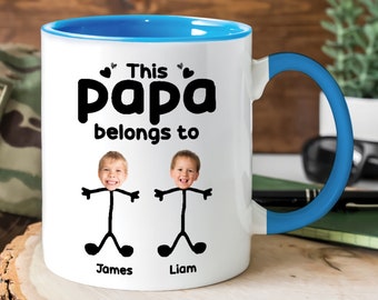 Gepersonaliseerd deze pop-pop behoort tot 11oz accentmok, vaderdag custom kindergezicht koffiemok cadeau voor opa opa, vaderdag cadeau voor hem