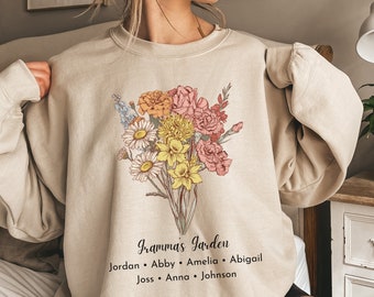Custom Grandma's Garden Sweatshirt, Personalized Birthflower T Shirt, Grandma's Garden Hoodie with Grandkids, Mother Day Gift for Nana