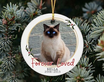 Pet Memorial Photo Ornament - Forever Loved, Personalized Christmas Keepsake for Loss of Dogs and Cats