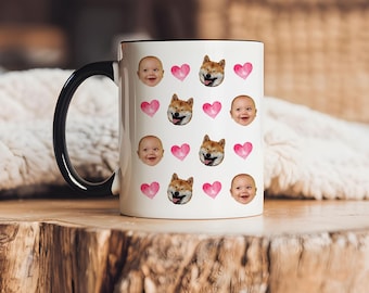Custom Baby's and Pet's Faces Mug, Personalized Photo Coffee Cup, New Parent Gift (11/15 oz)