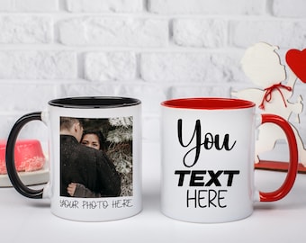Aangepaste fotomok voor koppels, gepersonaliseerde foto koffiekopje, romantisch cadeau voor hem of haar, jubileumcadeau, aangepaste liefdesmok, leuk stel