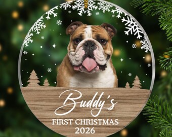 Pet First Christmas Ornament with Photo - Personalized Custom Picture Gift for New Owners