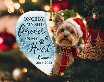 Pet Memorial Heart Ornament - Forever in My Heart, Personalized Sympathy Gift for Loss of Dog