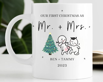 Our First Christmas As, Custom Couple Mug, Funny Anniversary Gifts