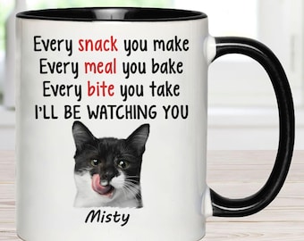 Funny pet mug, personalized gift for dog & cat lovers - Every snack you make, custom photo, customizable coffee cup