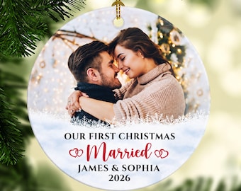 Our First Christmas As, Custom Couple Photo Ornament, Anniversary Gifts for Your Loved Ones