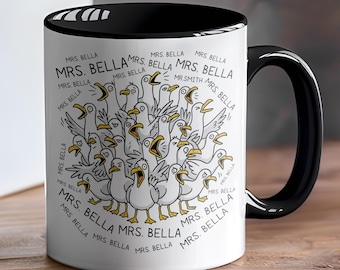 Customized Finding Teacher Seagull Mug, Funny Matching Teacher Mug, Chaos Seagull School Back To School Mug, Funny Gift For Teachers