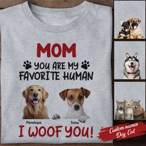 Personalized You Are My Favorite Human Shirt, Custom Photo Shirt for Pet Lovers, Memory Keepsake Gift for Cat Mom, Mother's Day Gift for Her image 2