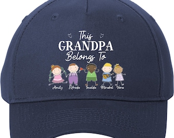 Personalised This Grandpa Belongs To Hat, Custom Grandkids Name Baseball Cap, Gift from Grandchildren, Gift For Papa, For Dad, For Mom
