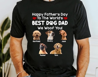 Personalized Happy Father's Day To The World's Shirt, Custom Pet Photo Best Dog Dad Shirt for Pet Lovers, Memory Keepsake Gift for Cat Dad
