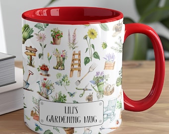 Gepersonaliseerde keramische koffiemok – op maat gemaakte tuinbeker voor moeder, oma, bloemist of plantenliefhebber, uniek verjaardagscadeau en cadeau voor speciale gelegenheden
