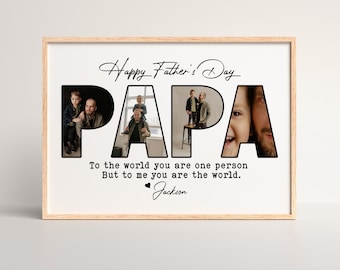 Personalized Dad Photo Collage Canvas, Custom Dad and Kids Photo Father's Day Gift for Daddy, Custom Photo Birthday Gift for Papa Grandpa