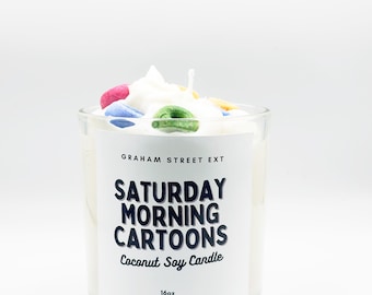 Saturday Morning Cartoons  dessert candle , Birthday gift, best Gift, Gift for her, unique gift., Handmade candle, Soy wax