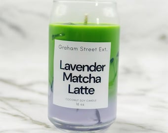 Lavender Matcha Candle 16oz | Realistic Matcha Latte Candle | Iced Matcha Candle | | Aesthetic Drink Candle | Gift for Matcha Lover