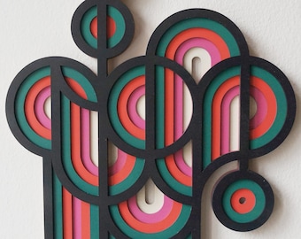 Geometric Wood Wall Art: 3D Modern Sculpture