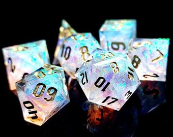 DnD Dice Set / "Wind Crystal" Clear Sharp Edge holographic prism dice / RPG Polyhedral dice, D&D dice set / Dungeons and Dragons dice set