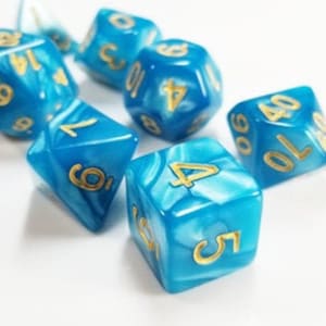 DnD Dice Set / Teal &quot;Water Weird&quot; Blue Green Polyhedral dice / D&D dice, Dungeons and Dragons Pathfinder, Critical Role Gamer Girl Geek RPG
