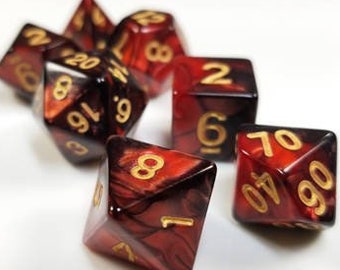 D&D Dice Set / Red Black "Balrog's Shadow" DnD dice / Critical Role Dungeons and Dragons Tabletop RPG dice set / Geekery Nerd Polyhedral