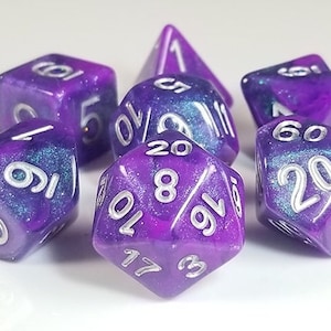 DnD Dice Set / Purple Blue Shimmer dice set / D&D RPG Polyhdreal dice Dungeons and Dragons / Critical Role Gift Idea Stocking Stuffer