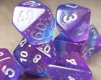 DnD Dice Set / Purple Blue Glitter Twilight Layer dice / D&D dice RPG Polyhdreal Dungeons and Dragons / Critical Role Gift Idea