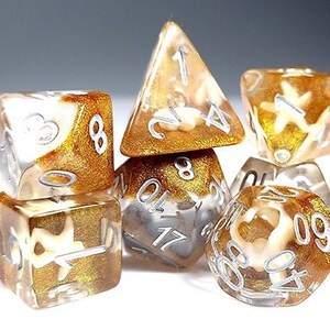 DnD Dice Set / Gold Starfish Dice / Tabletop RPG Polyhedral dice, D&D dice set / Dungeons and Dragons Critical Role